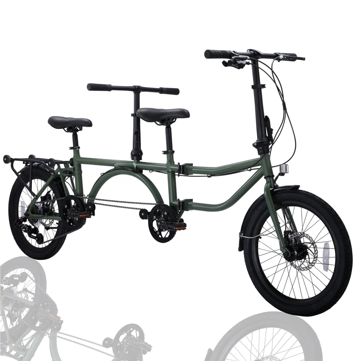 20-Inch Folding Tandem Bike - Brompton 2-Person, 7-Speed City Travel Bicycle for Adults