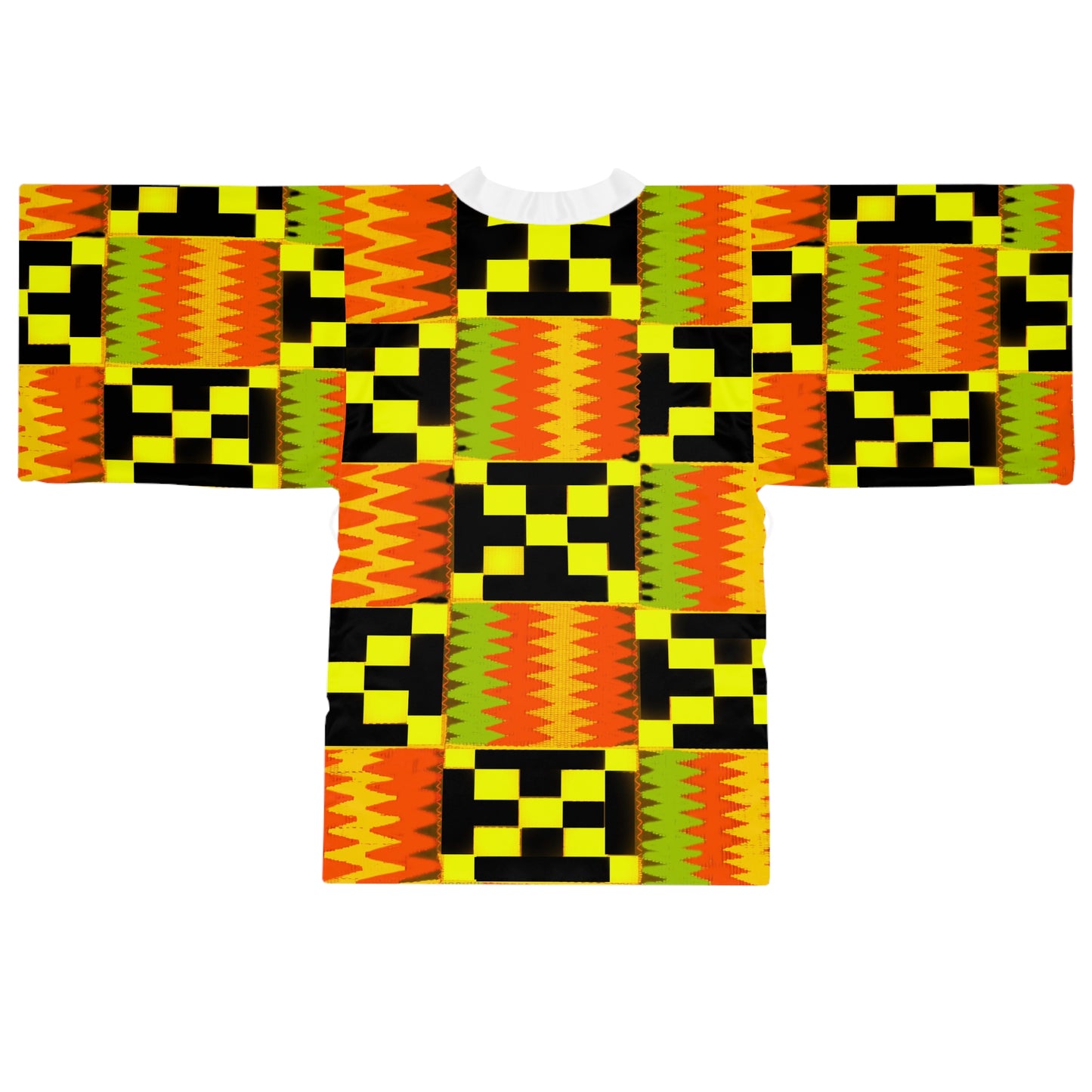 Sophisticated Cosmopolitan Series (Kente Kimono C) Long Sleeve Kimono Robe 🌸