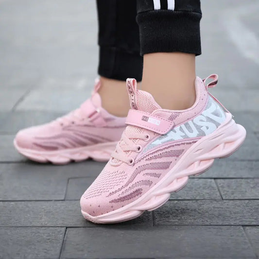 Lace-Up Girls' Breathable Running Shoes - Colorful, Comfortable, and Designed for Active Play