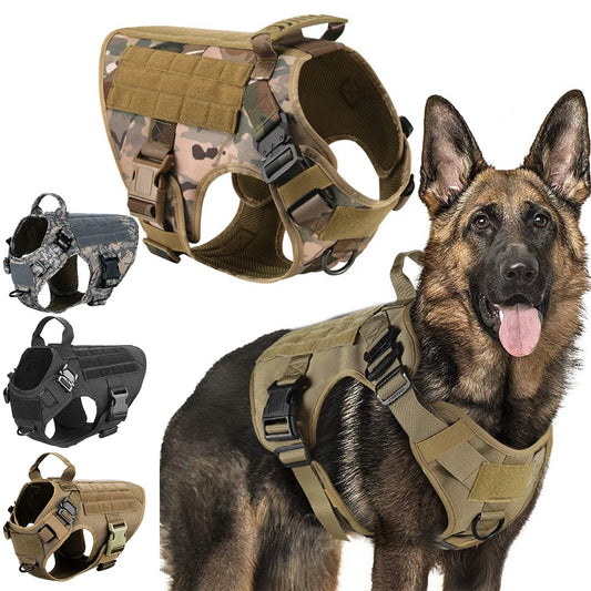 Military-Grade Large Dog Harness and Leash Set - Tactical Training Vest for German Shepherds, K9, and Malinois