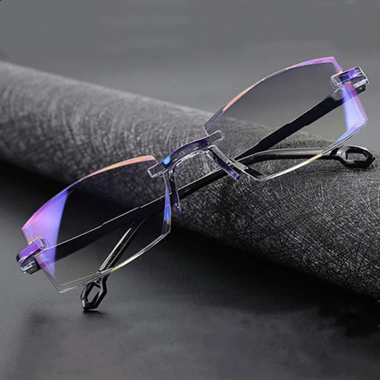New Rimless Reading Glasses for Men and Women - Anti-Blue Light Bifocal, Magnification for Far and Near Vision, Presbyopic Eyewear +1.0 to +4.0
