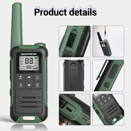 2pcs Baofeng F22 Mini Walkie Talkie Set - PMR FRS Long Range, Rechargeable, Portable, with Type-C Charger for Camping