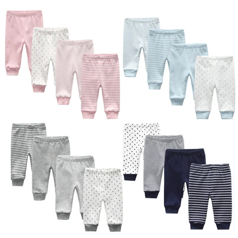 3/4/5-Piece Cotton Baby Trousers Set – Adorable Cartoon Print for Boys and Girls 0-24M