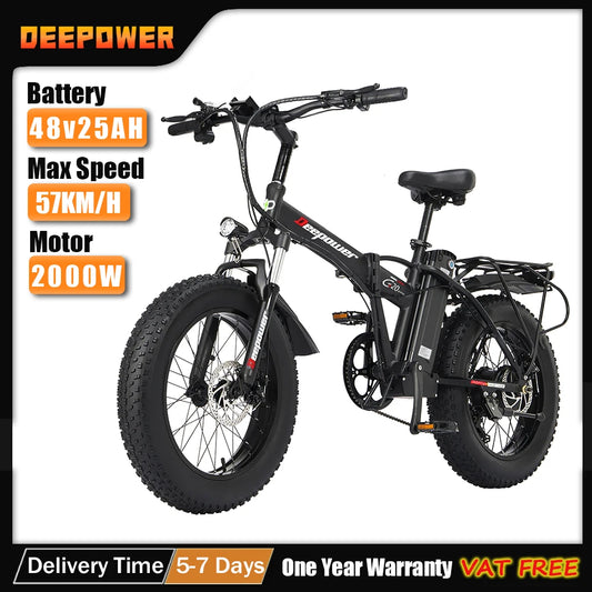 Conquer Trails & City Streets:  2000W Folding Electric Bike with Power
