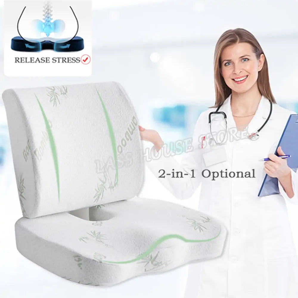 Orthopedic Hemorrhoid Seat Cushion - Memory Foam for Car, Office Chair, and Pain Relief