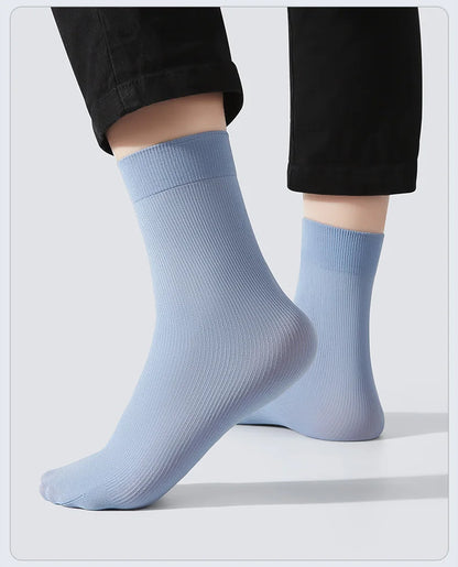 Men's Ultra-Thin Breathable Socks - 40pcs Summer Stripe Ice Silk Cool Socks with Bamboo Fiber