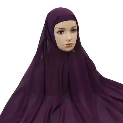 Effortless Elegance: Chiffon Hijab with Integrated Cap