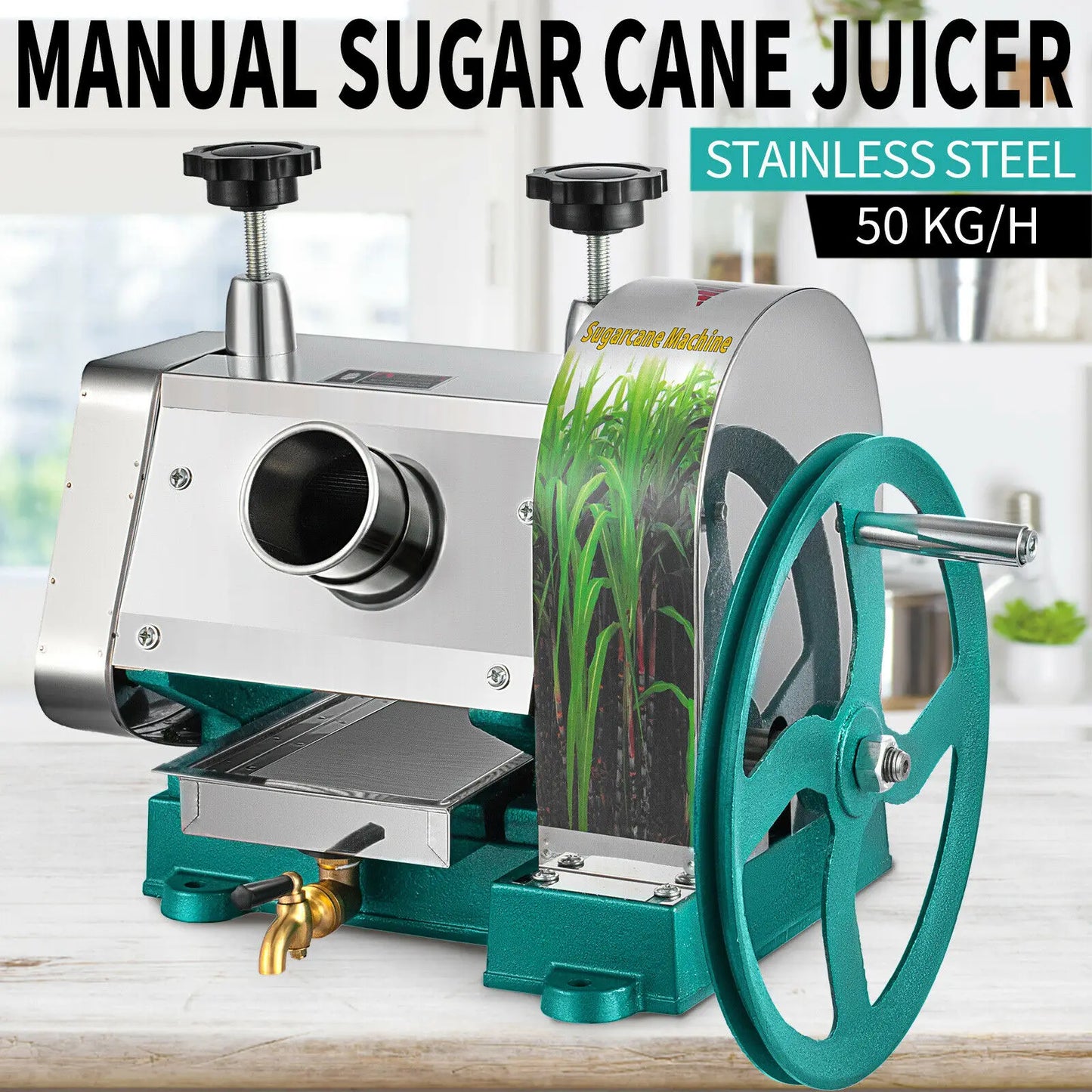 Manual Sugarcane Juicer, 50KG/H Capacity, Commercial Home Cane Juice Squeezer and Extractor