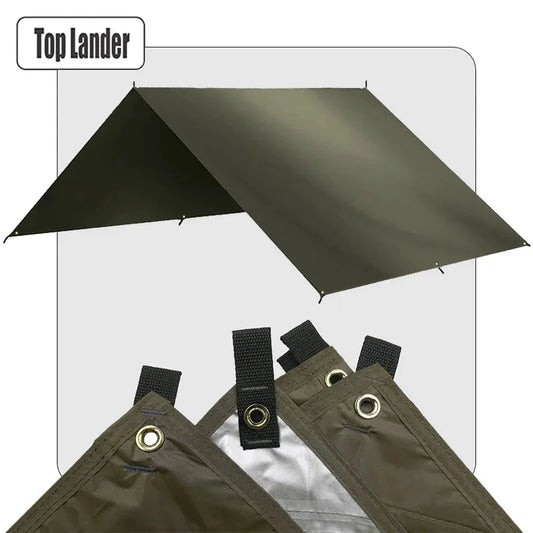 Waterproof Tarp Tent Awning - Ultralight 4x4m, 4x3m, 3x3m Sizes, Garden Canopy Sunshade for Outdoor Camping, Beach Sun Shelter