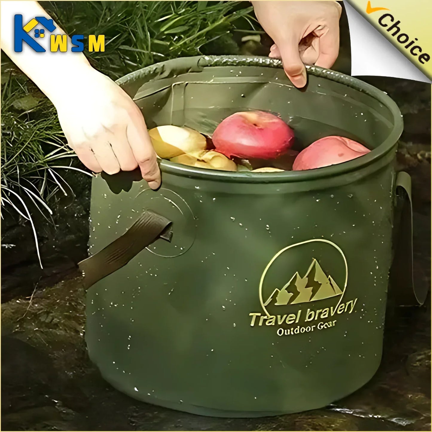 Portable Folding Bucket with Cover - Available in 5/10/20L, Silicone, Ideal for Car Wash, Fishing, and Outdoor Camping