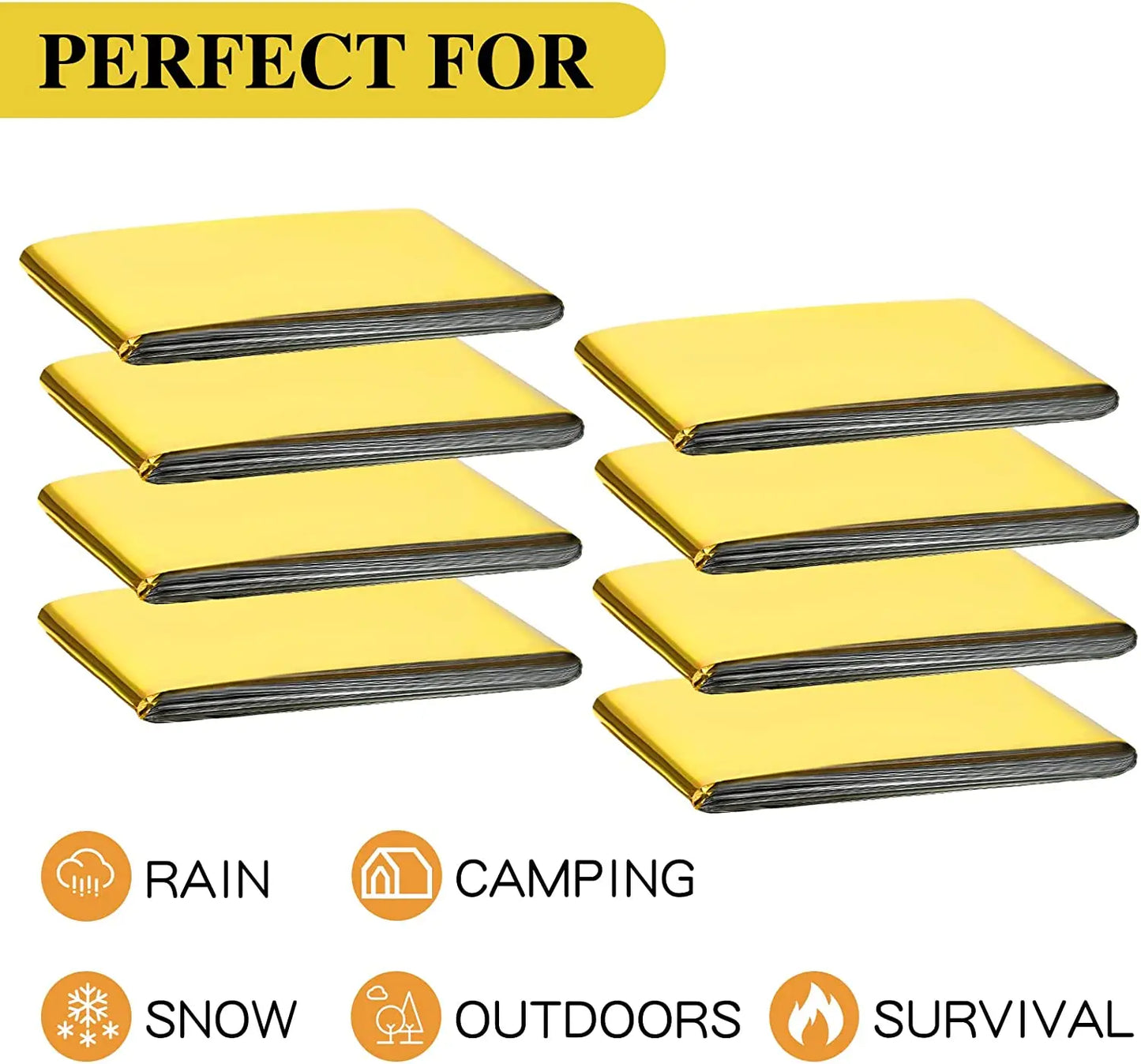 5-30Pc Outdoor Emergency Gold-Silver Survival Blanket - Waterproof, First Aid Rescue Curtain, Foil Thermal Military Blanket, 130x210cm