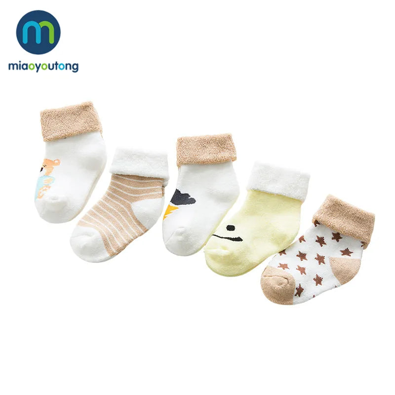 High-Quality Cartoon Cotton Newborn Socks 5-Pair Set