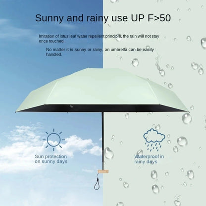 Mini Sun Umbrella - Small Pocket Rain Umbrella, Vinyl Folding, UV Protection Sunshade Pocket Parasol