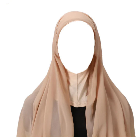 Effortless Elegance: Chiffon Hijab with Integrated Cap