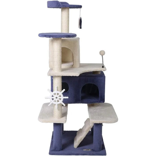 Luxury Multi-Level Cat Tree - 53/46.8 Inch Comfortable Kitten Activity Playhouse and Condo