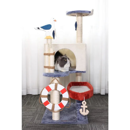 Luxury Multi-Level Cat Tree - 53/46.8 Inch Comfortable Kitten Activity Playhouse and Condo