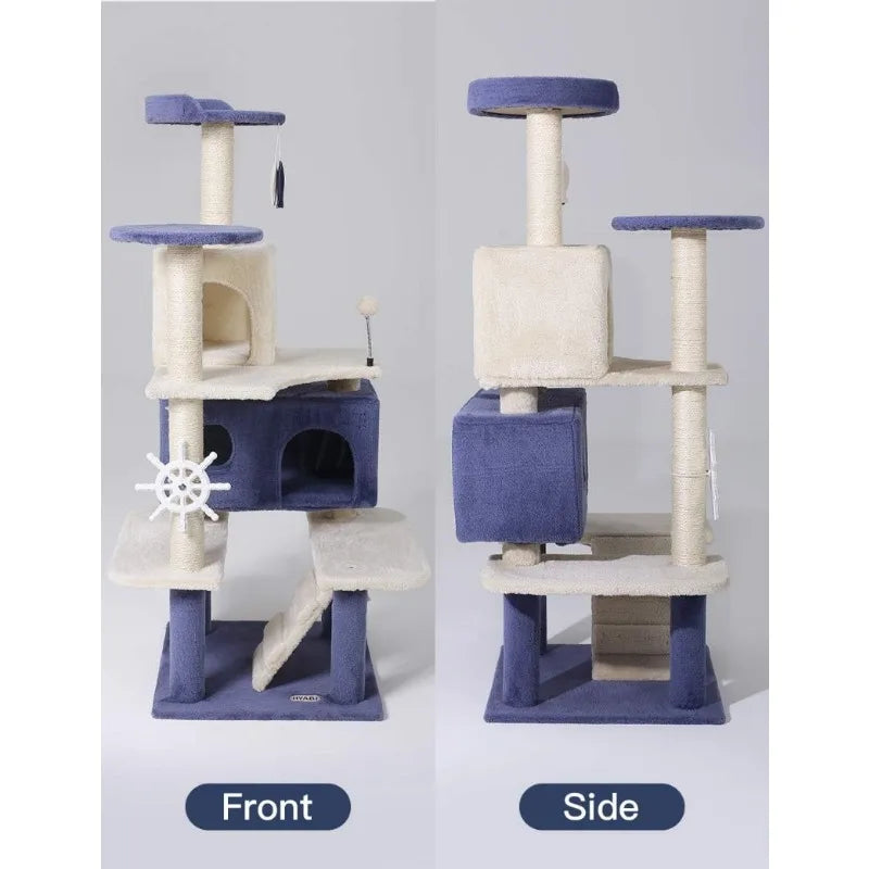 Luxury Multi-Level Cat Tree - 53/46.8 Inch Comfortable Kitten Activity Playhouse and Condo