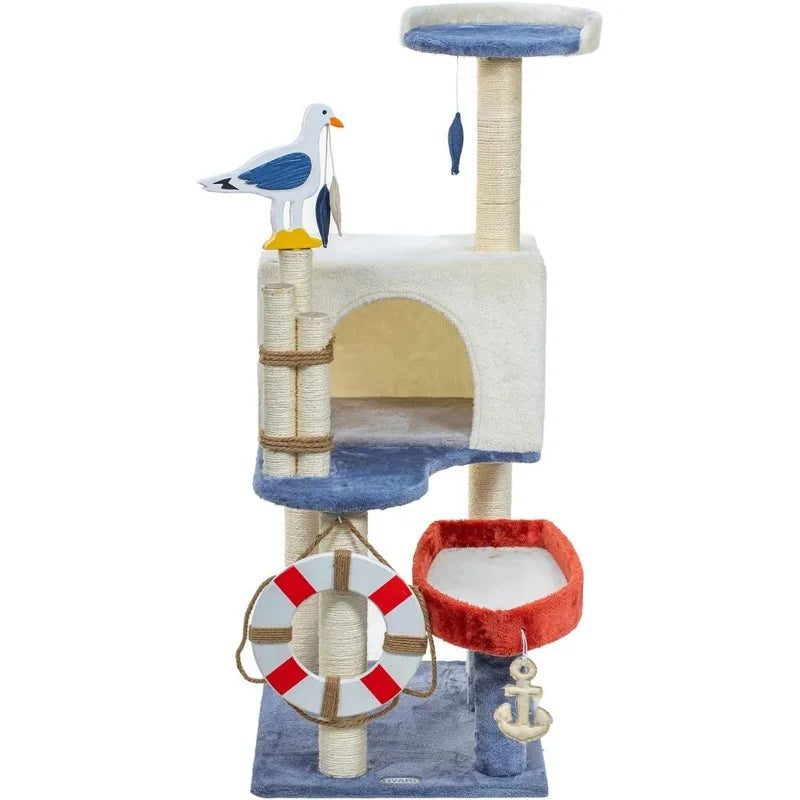 Luxury Multi-Level Cat Tree - 53/46.8 Inch Comfortable Kitten Activity Playhouse and Condo