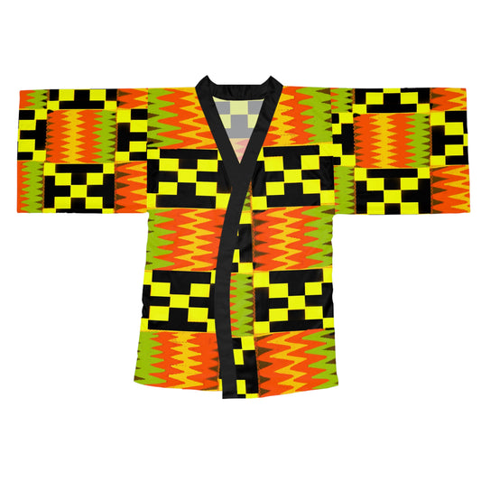 Sophisticated Cosmopolitan Series (Kente Kimono C) Long Sleeve Kimono Robe 🌸