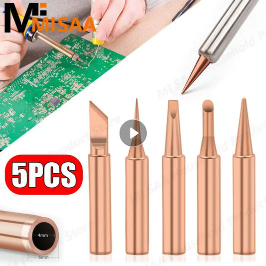 5 PCS Soldering Iron Tips Set - 900M-T Pure Copper Electric Soldering Iron Tips, Hot Bare Copper for Welding Equipment