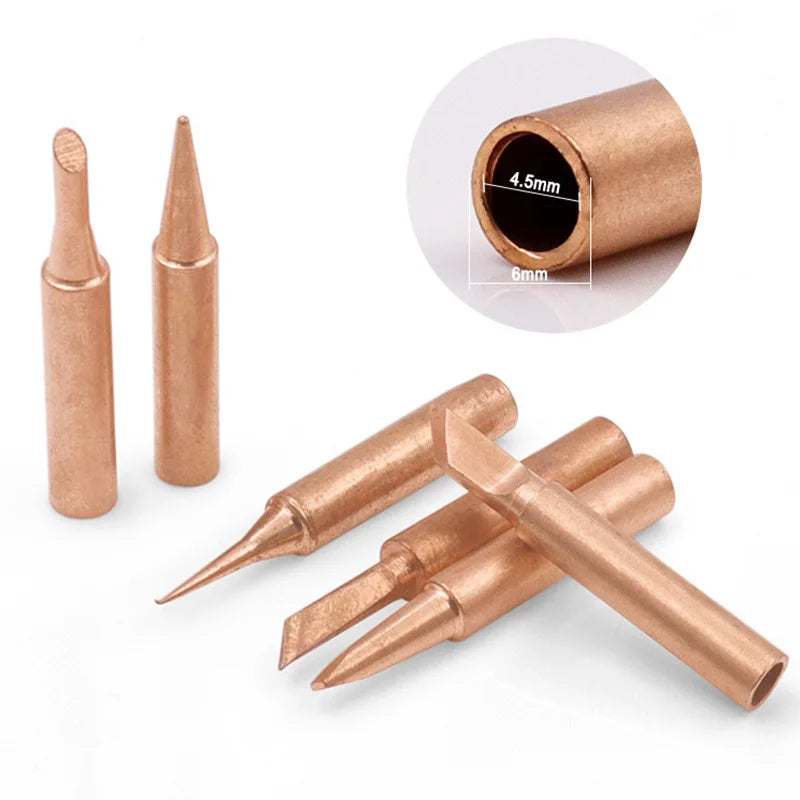 5 PCS Soldering Iron Tips Set - 900M-T Pure Copper Electric Soldering Iron Tips, Hot Bare Copper for Welding Equipment