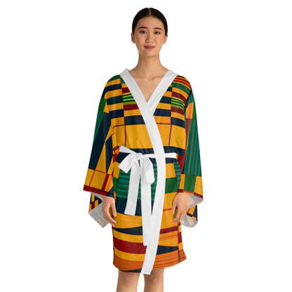 Sophisticated Cosmopolitan Series (Kente Cloth) Long Sleeve Kimono Robe 🌸