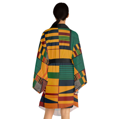 Sophisticated Cosmopolitan Series (Kente Cloth) Long Sleeve Kimono Robe 🌸