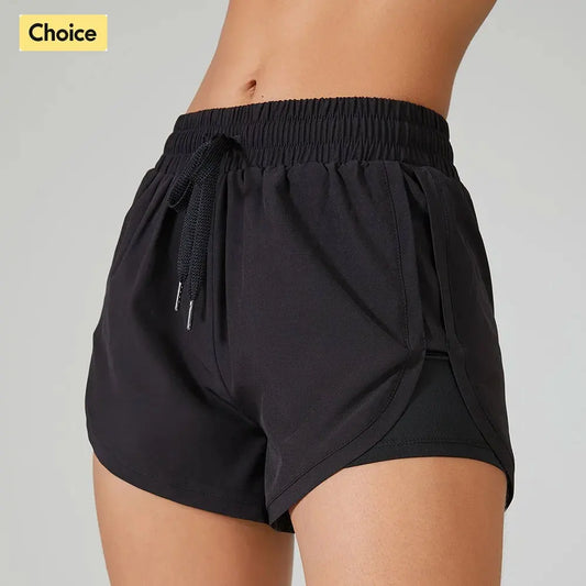 2-in-1 Yoga Shorts for Women - Elastic Summer Running Workout Shorts with Built-in Leggings