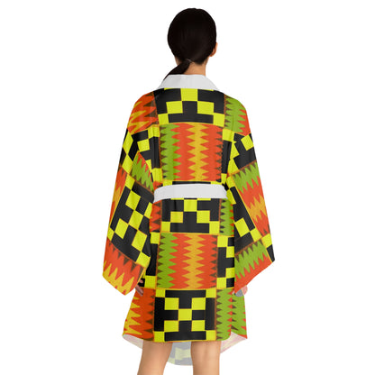 Sophisticated Cosmopolitan Series (Kente Kimono C) Long Sleeve Kimono Robe 🌸