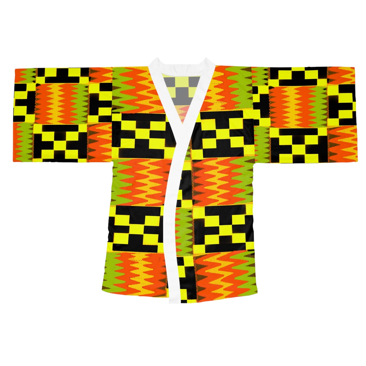 Sophisticated Cosmopolitan Series (Kente Kimono C) Long Sleeve Kimono Robe 🌸