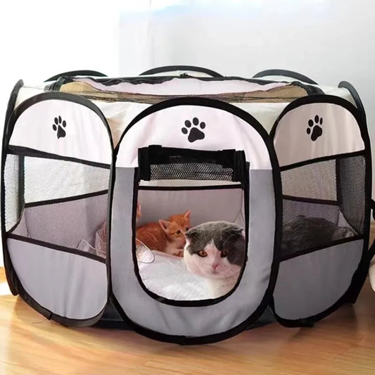 Portable Octagonal Pet Tent Kennel - Foldable Fence for Puppies and Cats, Easy Setup for Outdoor Use