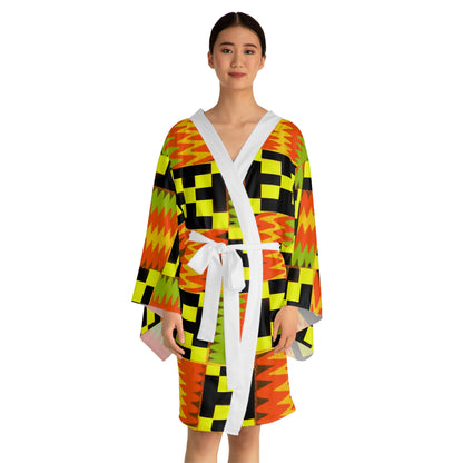 Sophisticated Cosmopolitan Series (Kente Kimono C) Long Sleeve Kimono Robe 🌸