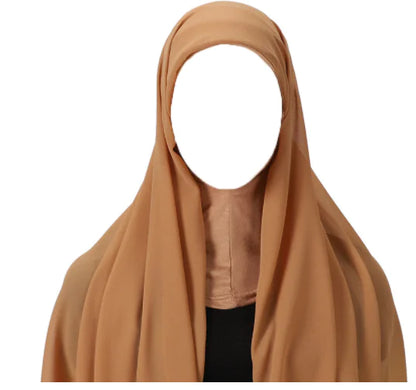 Effortless Elegance: Chiffon Hijab with Integrated Cap