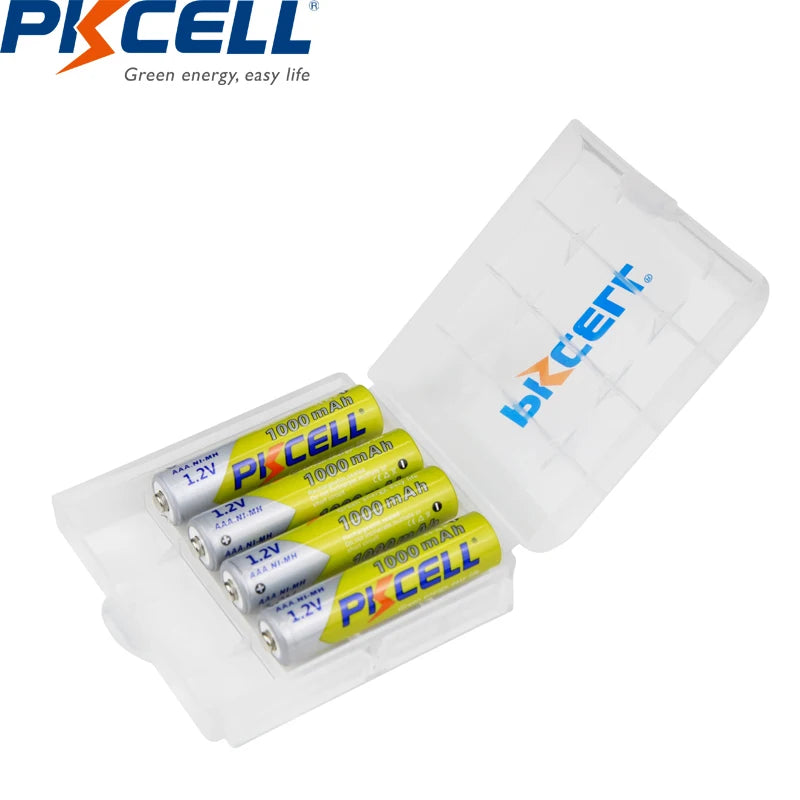 8 PCS PKCELL AAA Battery Pack - 1.2V NiMH AAA Rechargeable Batteries, 1000mAh for Clocks, Toys, Mice, Includes 2PC AAA/AA Battery Holder