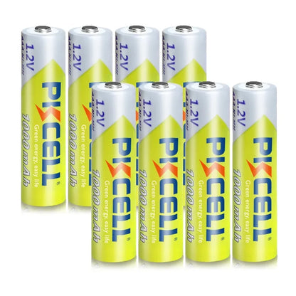 8 PCS PKCELL AAA Battery Pack - 1.2V NiMH AAA Rechargeable Batteries, 1000mAh for Clocks, Toys, Mice, Includes 2PC AAA/AA Battery Holder