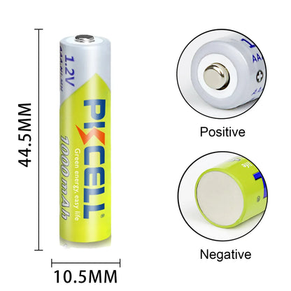 8 PCS PKCELL AAA Battery Pack - 1.2V NiMH AAA Rechargeable Batteries, 1000mAh for Clocks, Toys, Mice, Includes 2PC AAA/AA Battery Holder