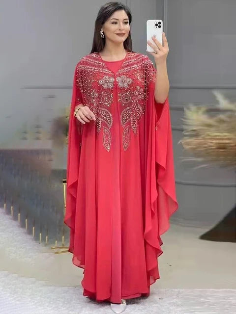 2024 Dubai Luxury Abayas for Women - Chiffon Boubou Muslim Fashion Dress, Caftan Marocain for Wedding and Party, Djellaba Femme