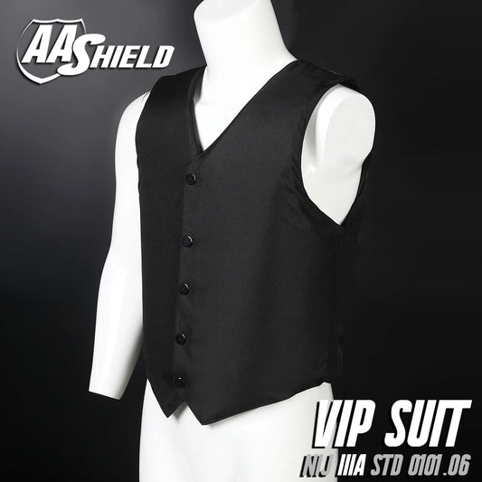 AA Shield Bulletproof Vest - VIP Body Armor Suit, Comfortable Aramid Core Insert, Safety Clothing in Black