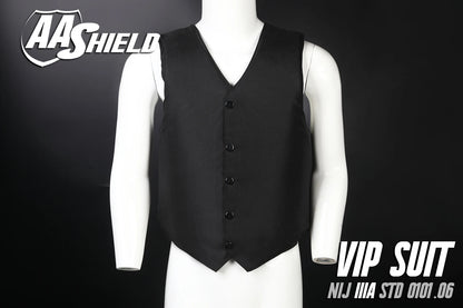 AA Shield Bulletproof Vest - VIP Body Armor Suit, Comfortable Aramid Core Insert, Safety Clothing in Black