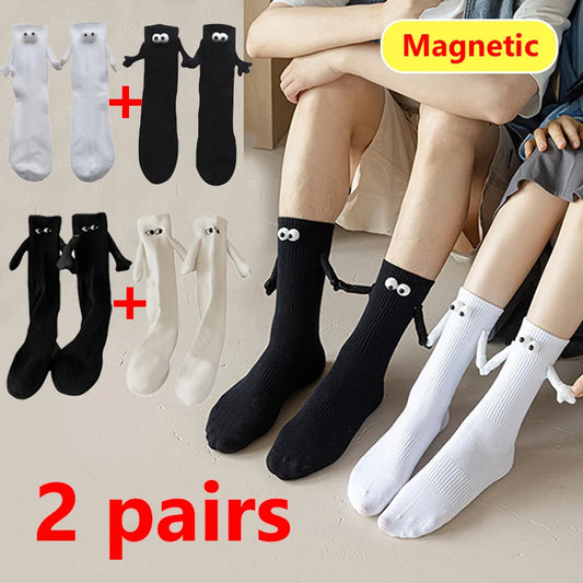 Magnetic Couple Socks - Harajuku Style, Hand-In-Hand Design, Unisex