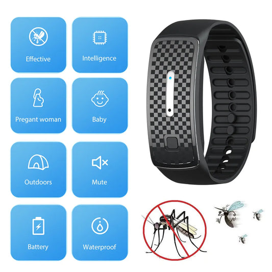 Anti-Mosquito Bite Wristband - Ultrasonic Outdoor Repeller, Smart Mosquito Repellent Bracelet with USB Charging