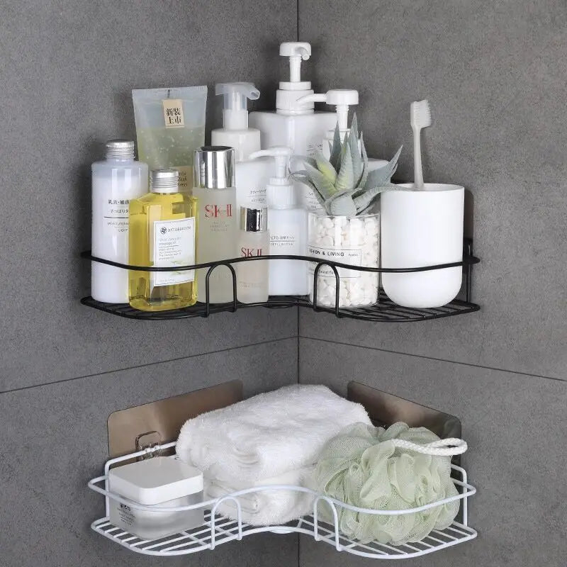 Bathroom Shelf - Iron Shower Shelves, No-Drill Shampoo Storage Rack, Cosmetic Holder, Wall-Mounted Shower Organizer