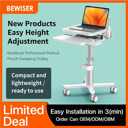 Bewiser Medical Cart Scanner Trolley Stand - Mobile Workstation for Hospitals, Warehouses, Classrooms, Beauty Salons
