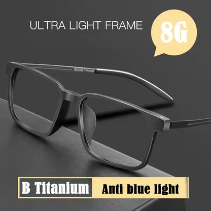 Blue Light Blocking Reading Glasses - Ultralight TR90 Titanium Alloy Frames, Square Eyewear for Men and Women