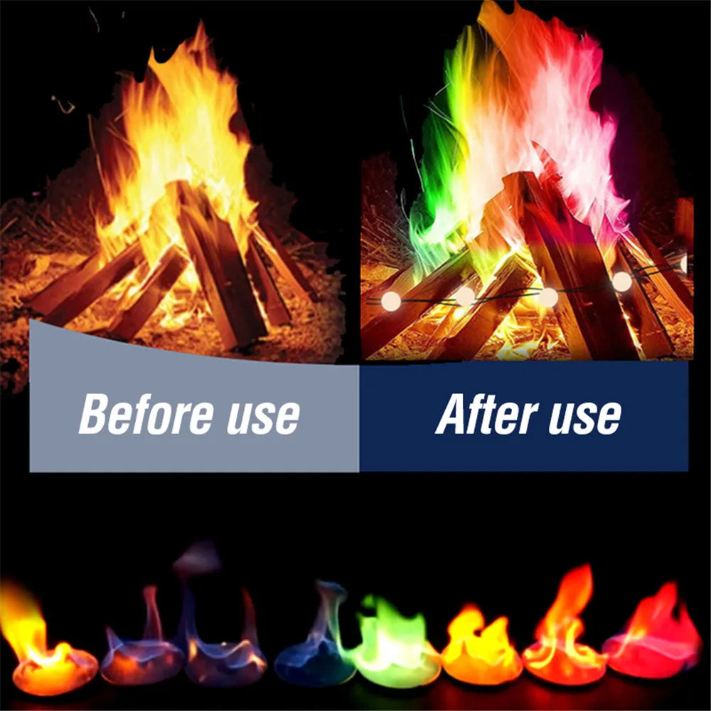 Bonfire Flame Color Powder - Magic Fire Colorant Sachets for Campfires and Fireplaces, Outdoor Survival Tool