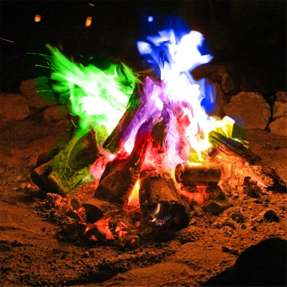 Bonfire Flame Color Powder - Magic Fire Colorant Sachets for Campfires and Fireplaces, Outdoor Survival Tool