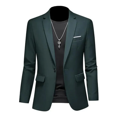 Boutique Fashion Men's Blazer - Solid Color, High-End Brand Casual Business Blazer, Groom Wedding Coat, Suit Top Jacket