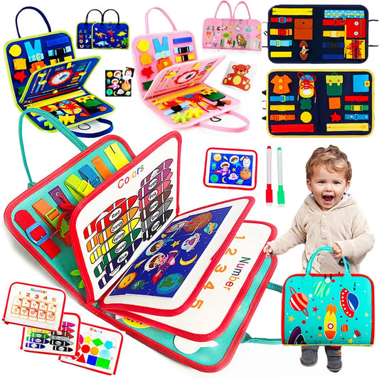 Busy Board Montessori Toy for Toddlers - Sensory and Educational Preschool Learning Activity Board for Fine Motor Skills Development