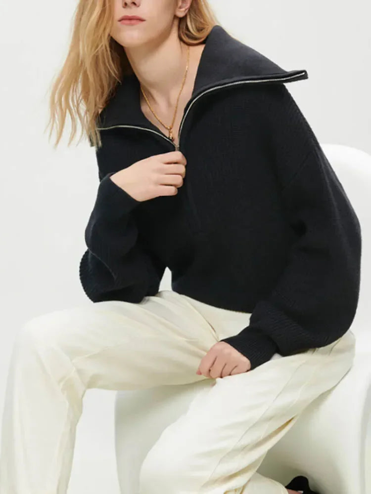 Embrace Winter Warmth in Style: Women's Turtleneck Zipper Sweater!