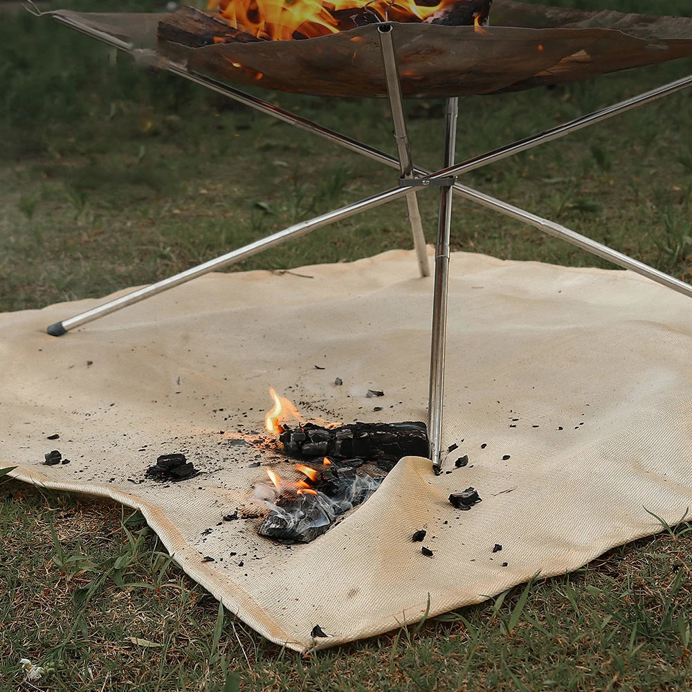 Camping Fireproof Cloth - Flame Retardant Insulation Mat, Glass Coated Heat Insulation Pad for Outdoor Picnic and Barbecue